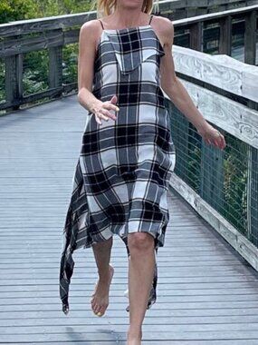 Public School Lilu Draped Plaid Dress 2 Asymmetrical